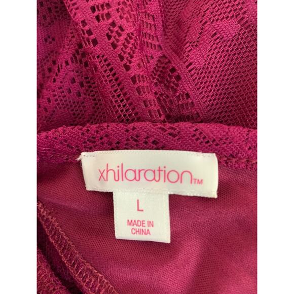 Large Xhilaration Womens Raspberry Stretch Lace Lined Shift Dress Sleeveless - Picture 9 of 10